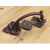 2 LARGE HANDLES RUSTIC CAST IRON BARN DOOR HANDLES SHED GATE PULLS FANCY 8 1/2"