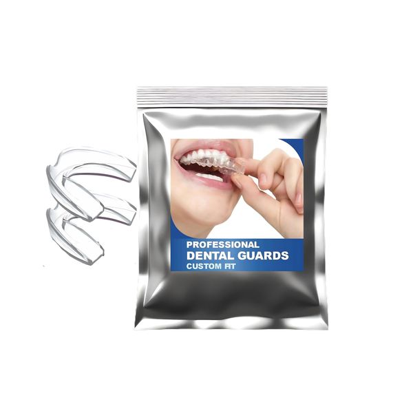 Clear Upper & Lower Gum Shield Dental Clear Mouth Guard Night Teeth Grinding Guard, Pack of 2