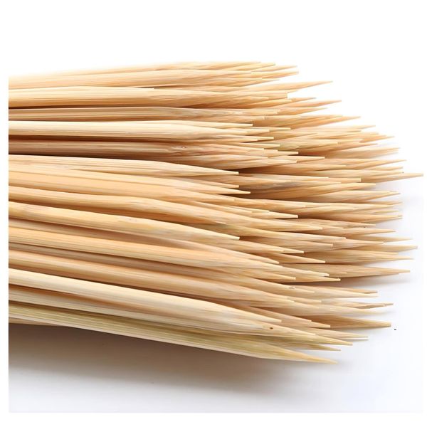 DTmasao 200PCS 6 inch Bamboo Skewers for wooden sticks， BBQ，Appetiser，Fruit，Cocktail，Kabob，Chocolate Fountain，Grilling，Kitchen，crafting and Party. Φ=3mm, More Size Choices 6"/8"/10"/12"/36"