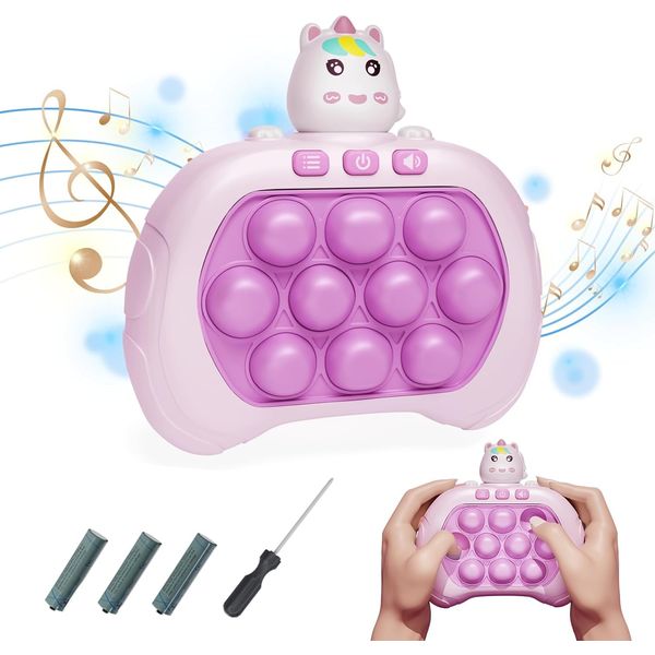 Quick Push Game It Fidget Toys for Kids Teens, Handheld Game Light up Puzzle Game Machine, Fast Push Bubble Game Autism Sensory Toy, Relief Party Favors for Girls 3-12 (Rabbit Styling)