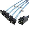 Cablecc Internal Mini SAS SFF-8643 Host to Angle 4 SATA Target Hard Disk 6Gbps Data Server Raid Cable 1m