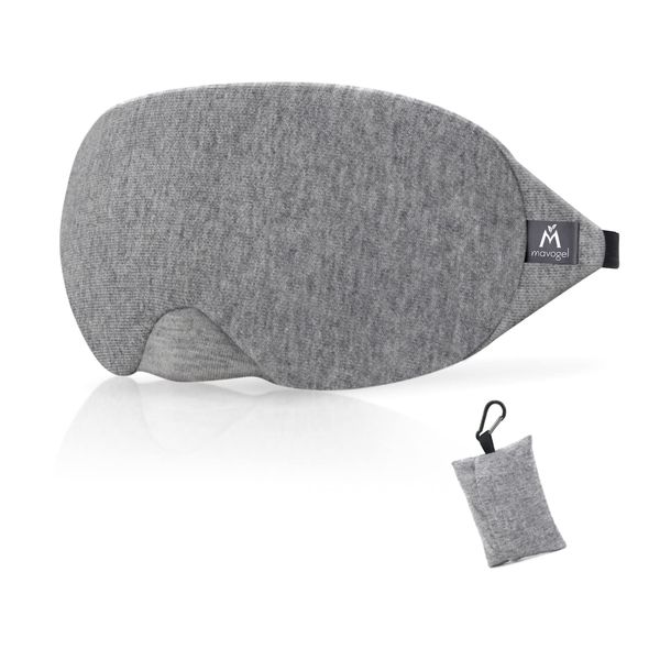 Mavogel Cotton Sleep Eye Mask - Updated Design Light Blocking Soft and Comfortable Night Eye Blinder for Men Women,Sleeping/Shift Work, Includes Travel Pouch, Grey