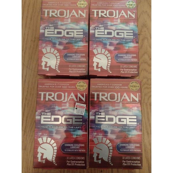 Lot of 4 Trojan Edge Changing Sensations Lubricated Latex Condoms 10ct  8/21