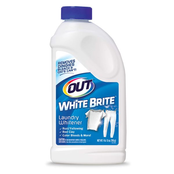 OUT White Brite Laundry Whitener, Removes Red Clay, Perfect for Cleaning White Baseball Pants, Sheets, Towels, Safer than Bleach, Cleaner, Brighter, Fresher Laundry, 1 Pound 12 Ounce