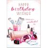 doodlecards Birthday Card for Her Make-up Medium Size with Plain Envelope