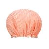 KISMETICS - Crinkled Shower Cap, Large & Reusable Double Layer Shower Cap Lined with Waterproof Material, Pleated Fabric with Ruffle Trim, Large Size for All Hair Lengths (Peach)