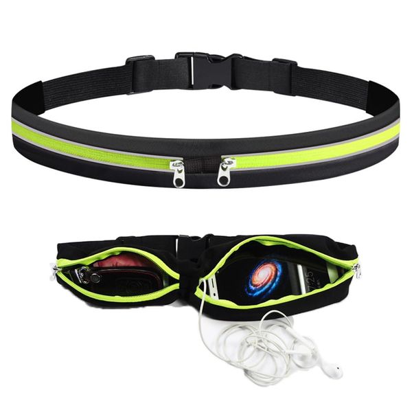 Running Belt Mobile Phone Holder Bum Bag, Adjustable Elastic Strap Travel Belt, Waterproof Reflective Running Waist Packs for Exercise Cycling Walking Travel & Outdoor Activities-Unisex