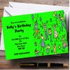 Fingerprint Designs Lime Green Dancing People Personalised Party Invitations