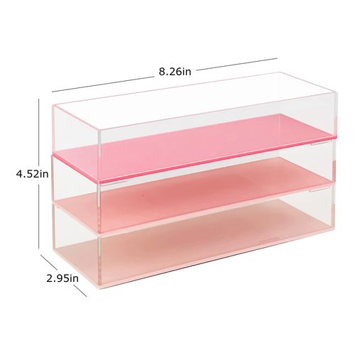 Realspace® Acrylic Stackable Organizer Trays, 4-1/2"H x 8-1/4"W x 3"D, Clear/Pink