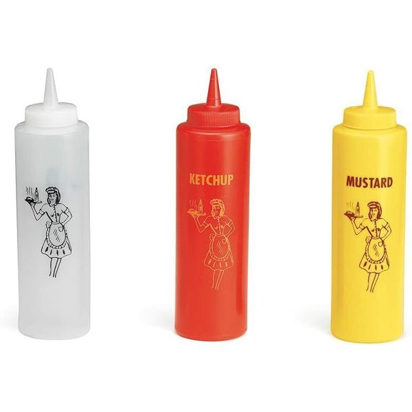 TableCraft Nostalgia Squeeze Bottle Dispenser Clear Red Yellow Ketchup Mustard
