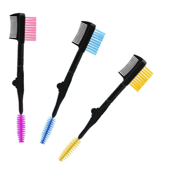Eyebrow Brushes 3pcs Foldable Multi-function Universal Eyelash & Eyebrow Makeup Brush Eyelash Comb Screw Brush Eyebrow Brush(pink/yellow/blue)