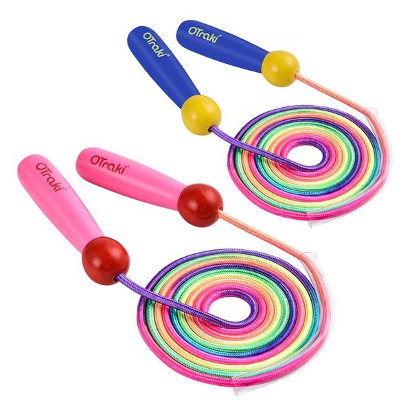 OTraki Jump Rope Kids Jump Cute Adjustable Length Wooden Grip For Training, see detail page, see detail page