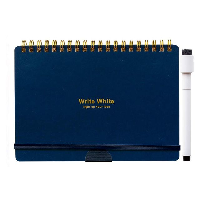 Gakken Sta:ful ww White Whiteboard Notebook, B6, Navy