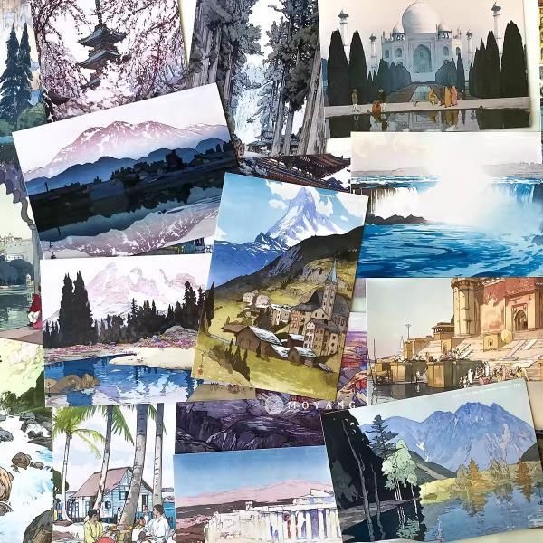 Japanese Hiroshi Yoshida Postcard Modern Art Painting Greeting Card DIY Journal Decoration Stationery 30 pcs/set