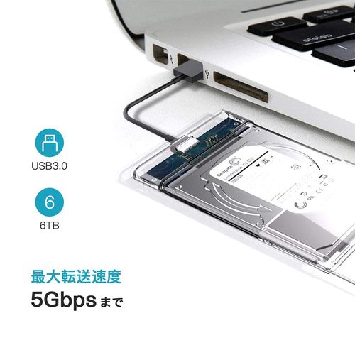 YFFSFDC Type-C 2.5 Inch HDD/SSD Case, USB3.1 Gen1 Drive Case, SATA III External Hard Drive, 6Gbps, High Speed Data Transfer, UASP Compatible, Transparent Series, Portable SSD Drive Case, SATA USB