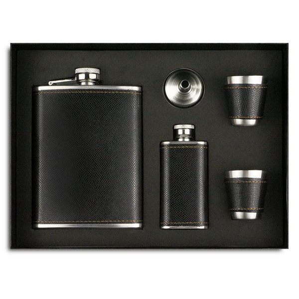 Hip Flask Set Stainless Steel Flask of Gifts for Men 8OZ Bar Party Camping Barbecue Portable Pocket Flask(Black)