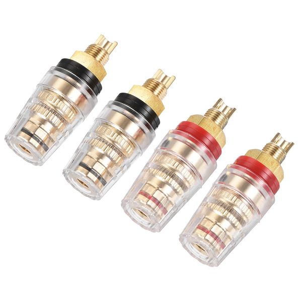 uxcell Terminal Binding Post Amplifier Banana Plug Jack Speaker Connector Black Red 2 Sets