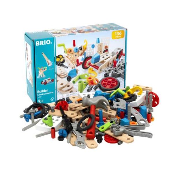 BRIO Builder Construction Set, 136 pieces, for ages 3 and up (carpenter, tool play, toy, educational toy) 34587