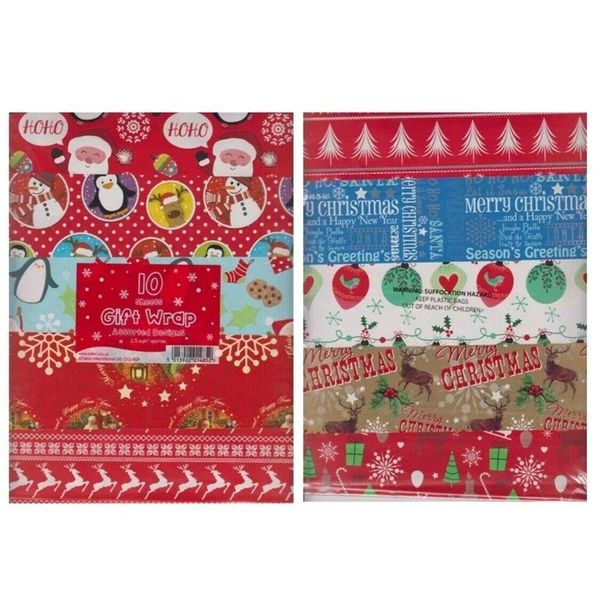 EliteKoopers 50x50cm Random Design Xmas Gift Wrapping Paper Sheets