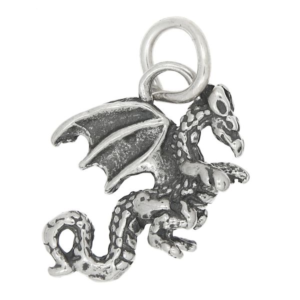 Sterling Silver 3D Dragon with Wings Charm or Pendant