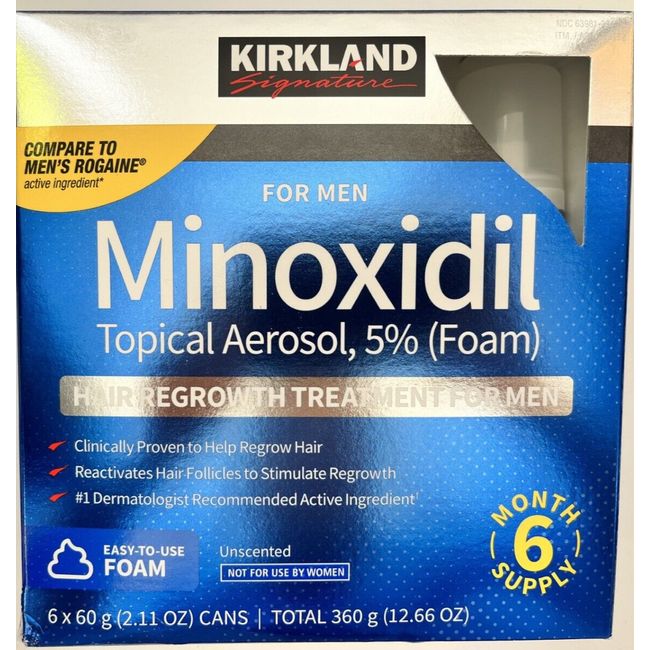 Kirkland Signature  5% Minoxidil Foam For Men Hair Growth Treatment 6x 2.11 cans