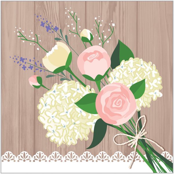 Creative Converting 16-Count Paper Cocktail Napkins, Rustic Wedding