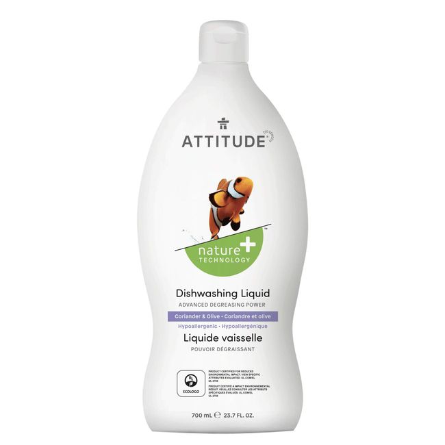 ATTITUDE Dish Soap, Plant-based, Hypoallergenic, Eco-friendly, Coriander & Olive, 23.7 Fl Oz