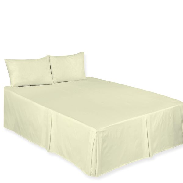 ARLINENS New Plain Dyed Poly Cotton Platform Base Valance Sheet Size Double Colour Cream
