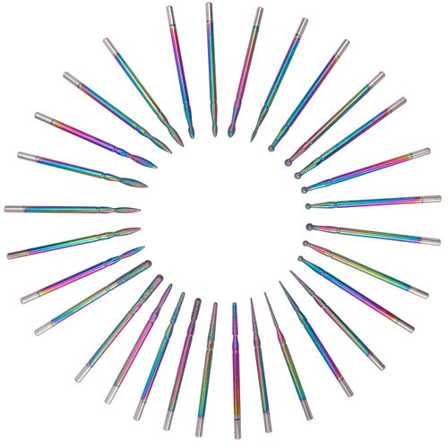 Treki Mini Nail Drill Bit Set, 30 pcs Small Diamond Carbide Nail Drill Bits 3/32 Inch Colourful Cuticle Nail Drill File Bits for Acrylic Nails Home Salon Manicure Pedicure