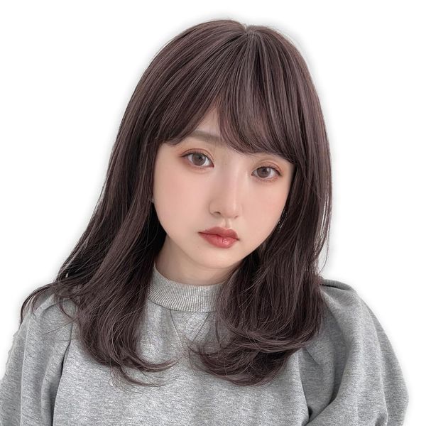 Brightlele tf1761-FP Women's Wig, Medium, Full Wig, Semi-Long, Curl, Women's