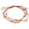 Handmade 3 String Adjustable Brown Bead Surf Anklet on Chestnut Cord