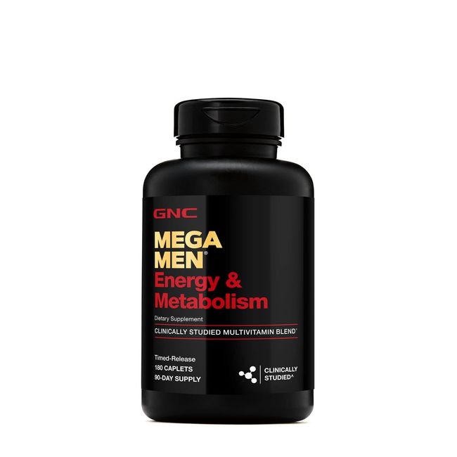 GNC Mega Men Energy and Metabolism Multivitamin for Men | for Increased Energy, Metabolism, Antioxidants, and Calorie Burning | 180 Caplets