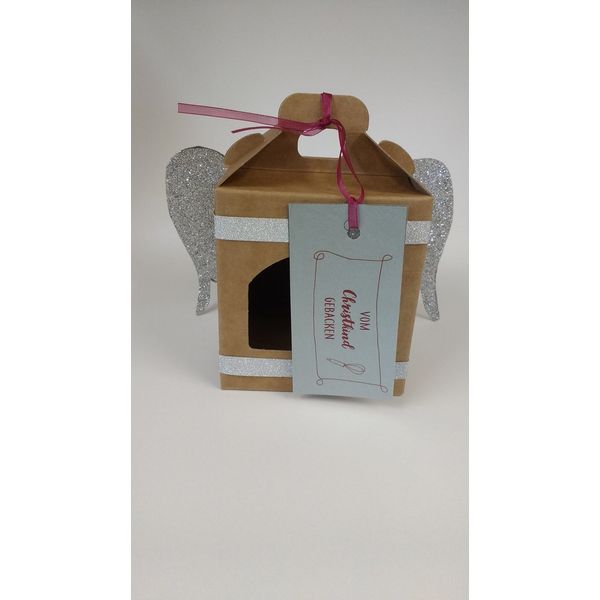 7 Christmas Bags Gift Bags Christmas Cookie Gift Box Cookie Boxes Kraft Paper Folding Box 9 x 9 x 9 cm (from the Baked Jesus Angels Silver Tape