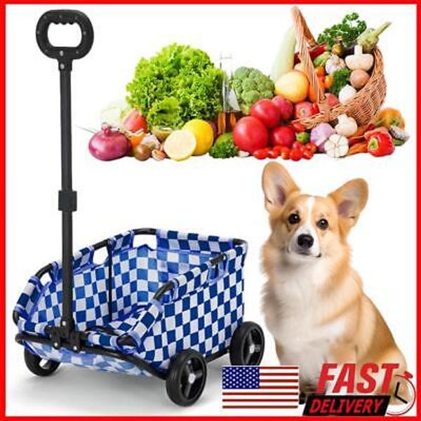 Folding Dog Stroller 4 Wheels Rolling Cat Carrier Pet Carriage for Dogs and Cats