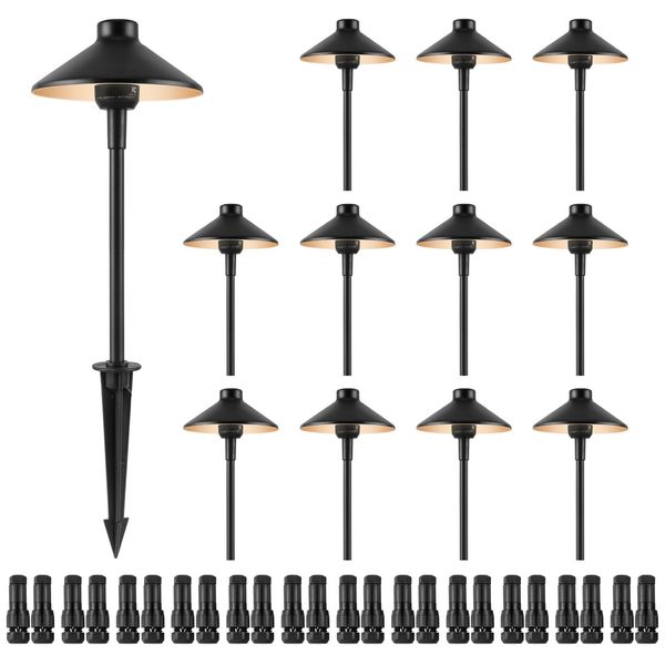 12 Pack Low Voltage Landscape Path Lights 12-24V Outdoor LED Pathway Light