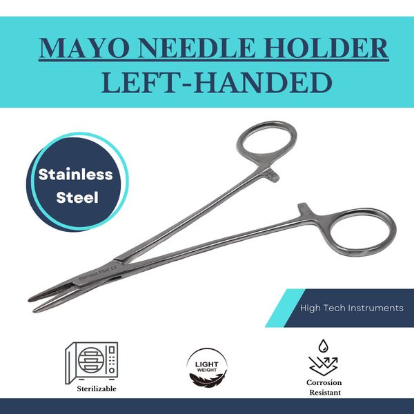 Stainless Steel Left-Handed Mayo Hegar Needle Holder 6" Surgical & Dental Tool