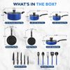 SereneLife 20Pcs Kitchenware Pots & Pans Set-Black Non-Stick Coating Inside-Blue