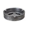 Alien Design Decorative Ashtray, Ancient Hieroglyphic Pattern, Metallic Silver Finish
