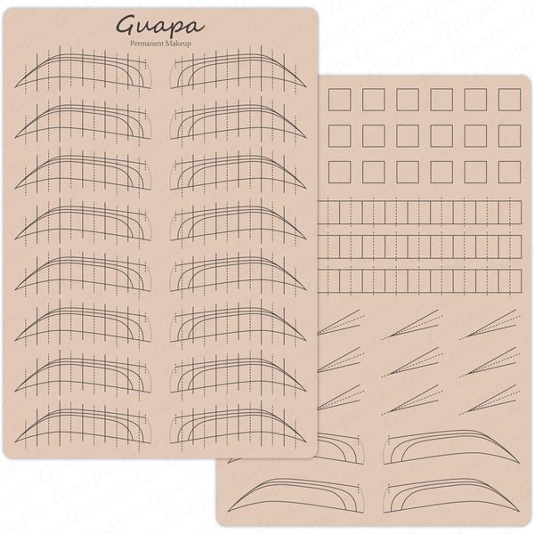 4 Pezzi Sopracciglio Haistroke Pattern Practice Pad Double Sided Miglior Nano Sopracciglia Pelle di pratica in silicone per tratti di capelli di base (Beige Pad-Design 5)