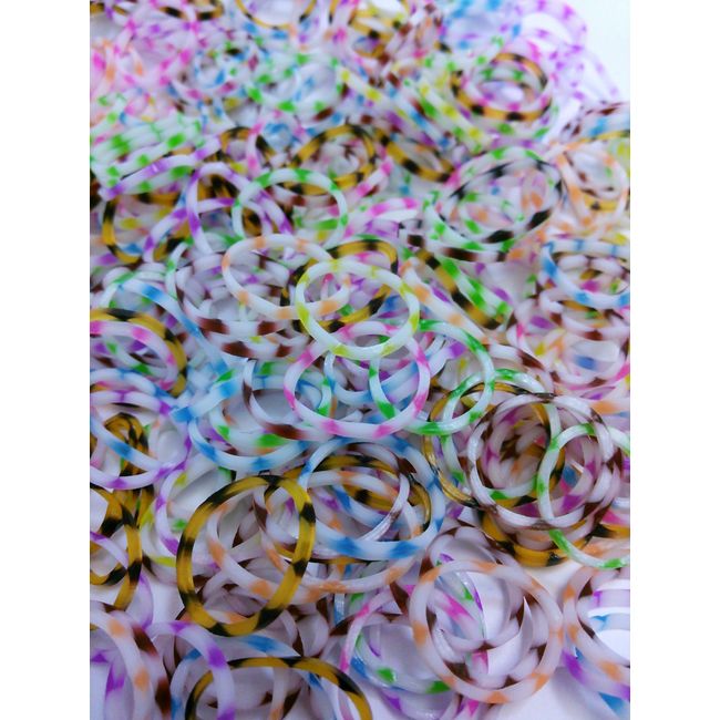 Loom Band Refill Pack, Colorful Mix, Snow Pattern, Polka Dot, 600 Pieces, Colorful S Clips, 12 Pieces (Snow Dots)