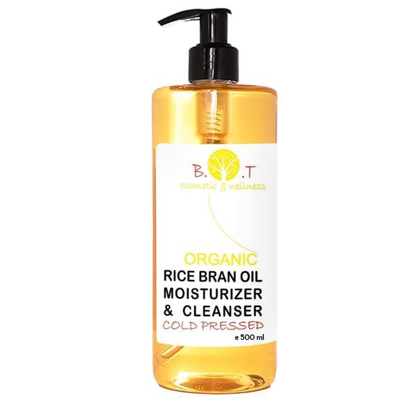 Organic Rice Bran Oil Cold Pressed Make-Oil Cleanser 100% Natural Waterproof - Baby Skin 500 ml I 17.59 fl oz