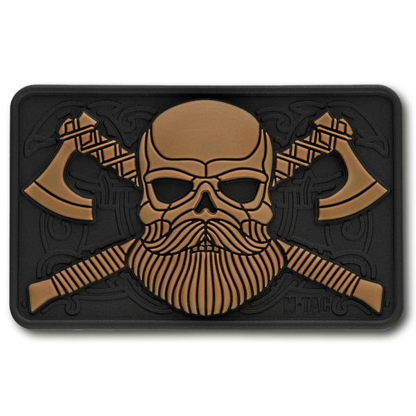 M-Tac Tactical Beard Skull Patch - Morale Patch for Military Gear Army Patches for Clothes, Jackets, Backpacks, Hats Patch with Hook Fasteners (Black/Coyote)