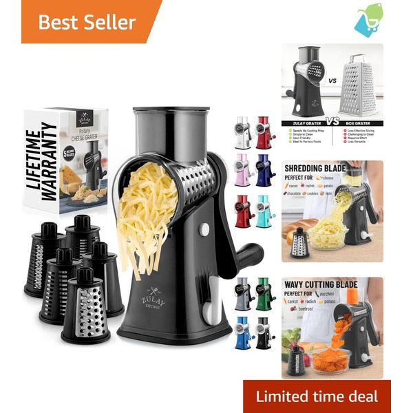 Zulay Chefs Favorite: 5-Blade Cheese & Vegetable Grater with Easy Clean Design