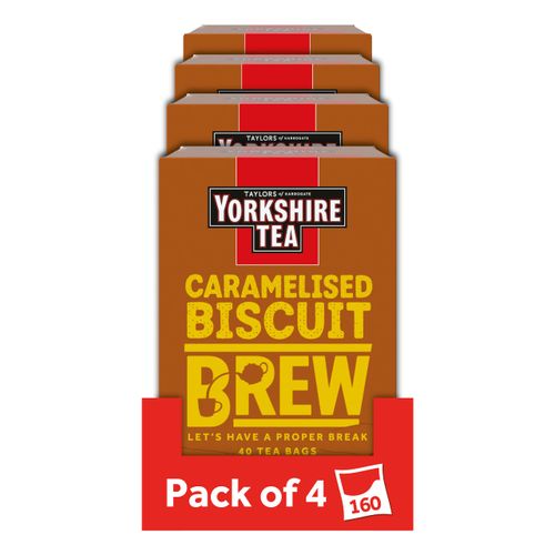 Yorkshire Tea Caramelised Biscuit Brew Flavoured Tea Bags, Pack of 4 (Total of 160 Tea Bags)