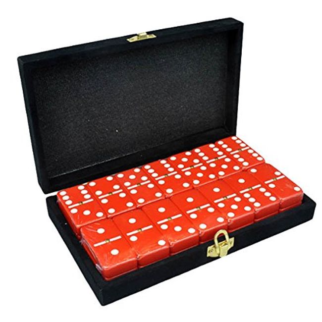Marion Domino Double 6 Red Tiles Jumbo Tournament Size w/Spinners
