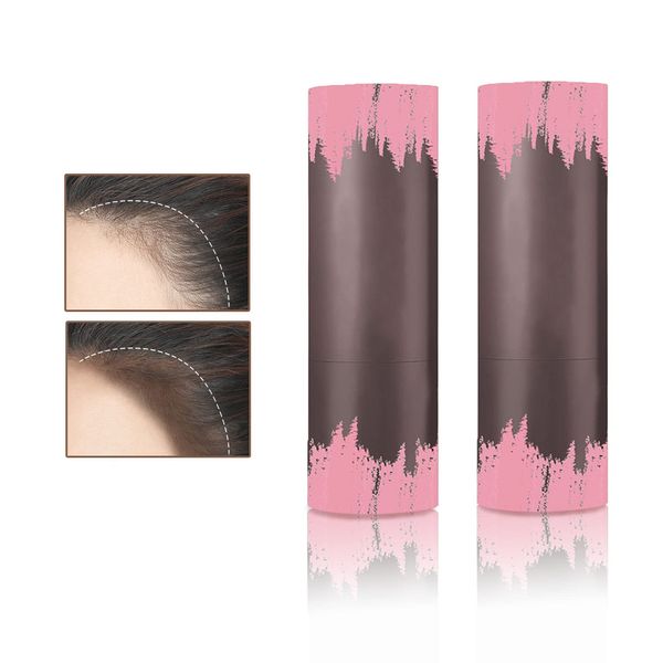 2PCS Hair Powder Hairline Powder Stick,Hair Shading Sponge Pen Waterproof Long Lasting,Root Touch Cover Up Hair-line Powder Filler for Women Girls - Black