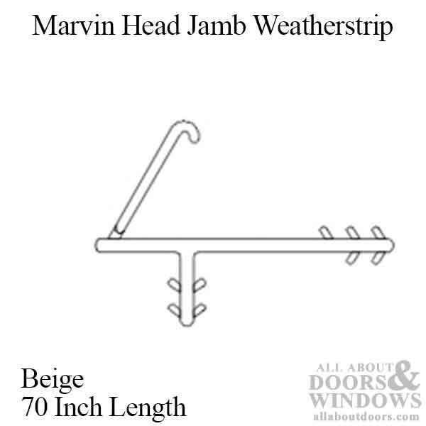 Marvin Single and Double Hung Head Jamb Parting Stop Weatherstrip Beige 70in