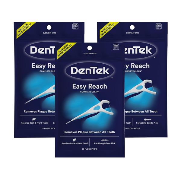 DenTek Complete Clean EASY REACH Y Shaped Floss Picks - 3 Packs - 75 per pack