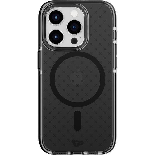 Tech21 Evo Check case for iPhone 15 Pro - Compatible with MagSafe - Impact Protection Case - Smokey/Black