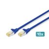 DIGITUS CAT 6A S/FTP Patch Cable, Pack of 10, 0.25 m, Blue